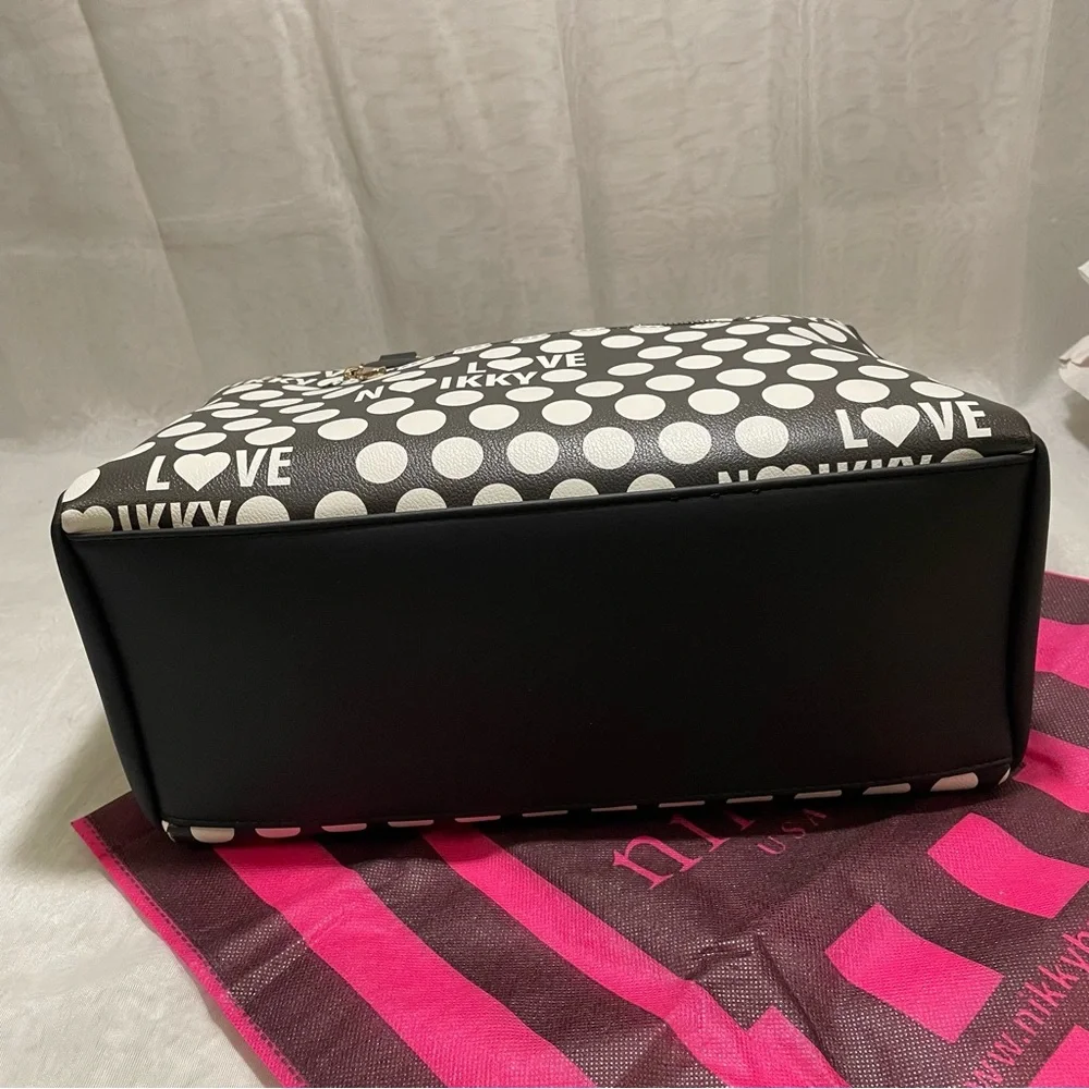 Nikky by Nicole Lee  Love Polka Dot Bowler/Crossbody Bag, NWT